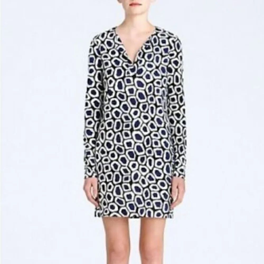 DVF Reina Long Sleeve Dress Stone Leopard